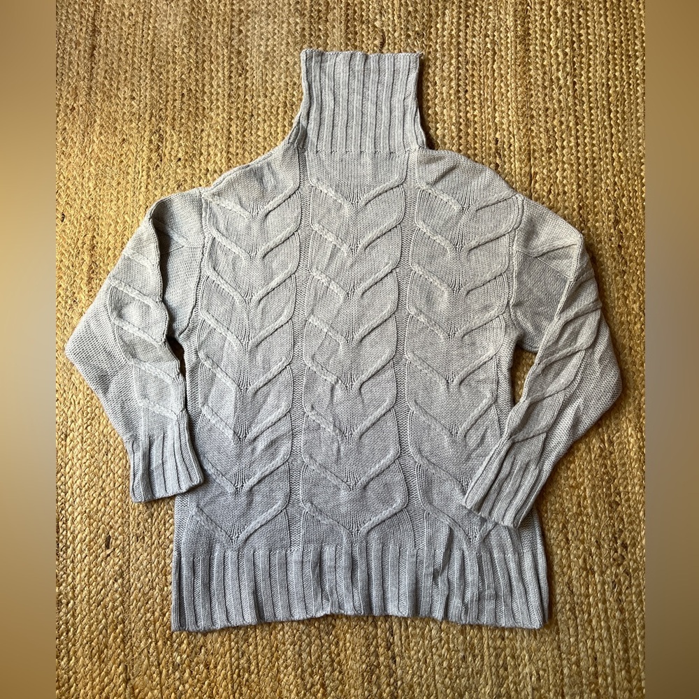 Wilfred Cable Knit Turtleneck Sweater - Light Gray Aritzia Cable Knit Sweater